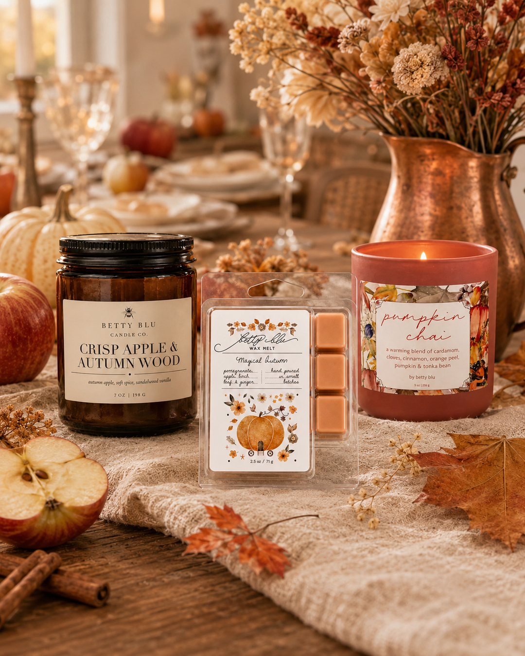 The Autumn Table fall candle and wax melt gift set