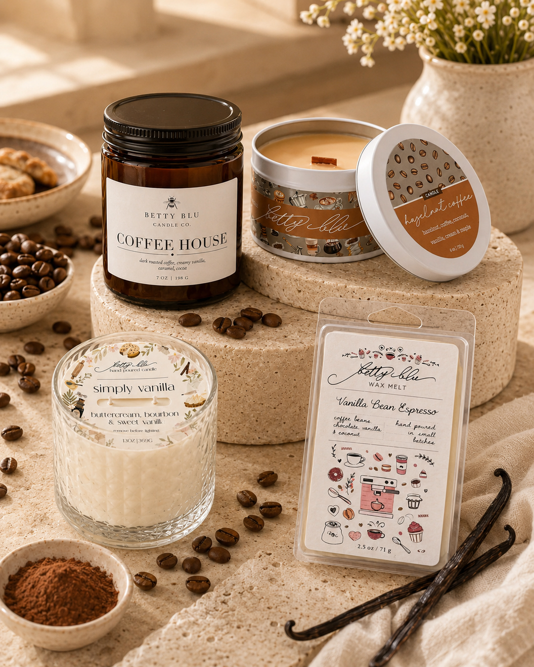 The Coffee Table coffee and vanilla candle gift set