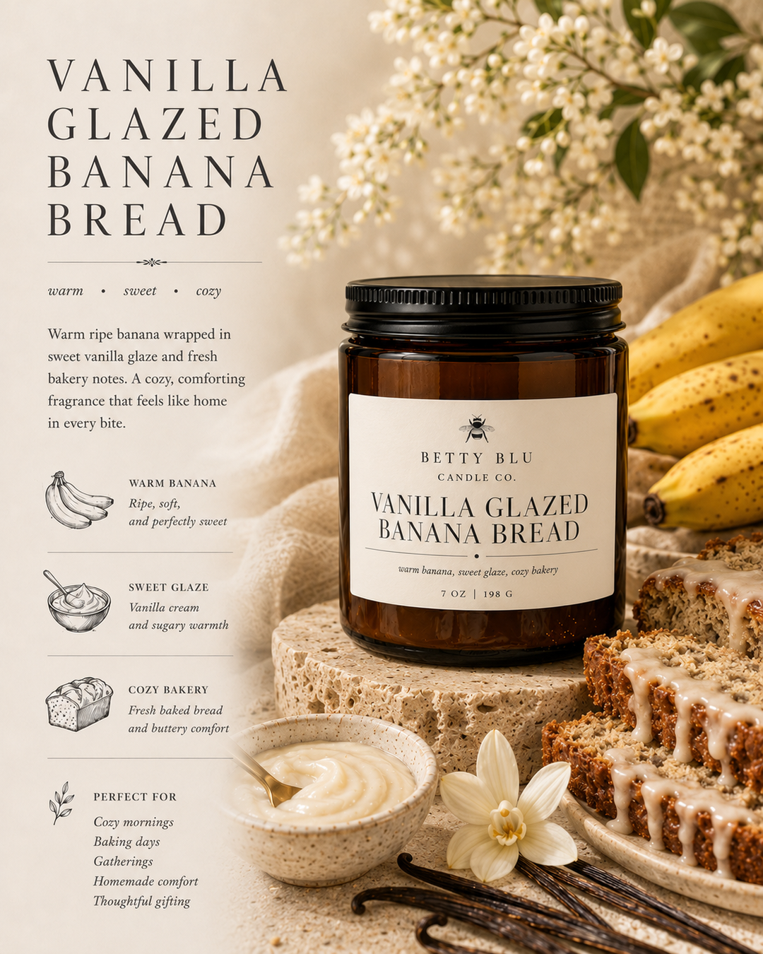 Vanilla Glazed Banana Bread Candle