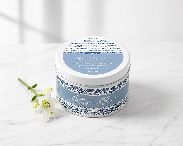 After the Rain Candle by Betty Blu, hand-poured in small batches in Sarasota, Florida