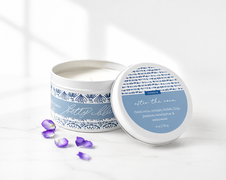 After the Rain Candle from Betty Blu, phthalate-free and hand-poured in Sarasota, Florida