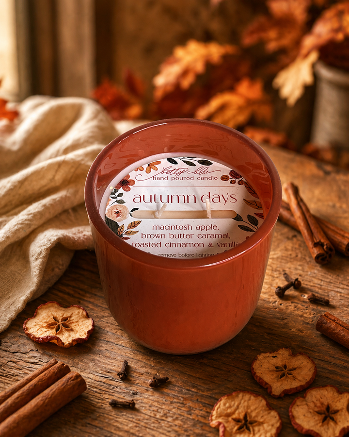 Autumn Days Candle from Betty Blu, phthalate-free and hand-poured in Sarasota, Florida