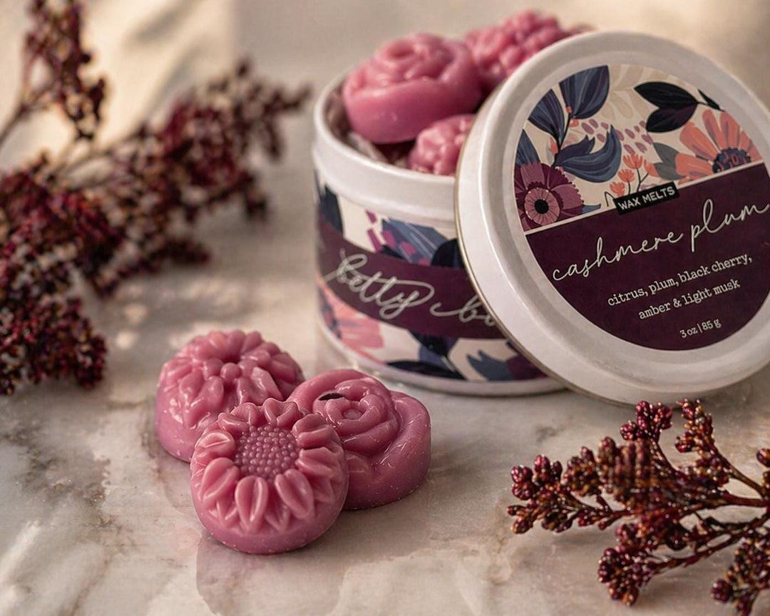 Cashmere Plum Wax Melts, hand-poured wax melts from Betty Blu