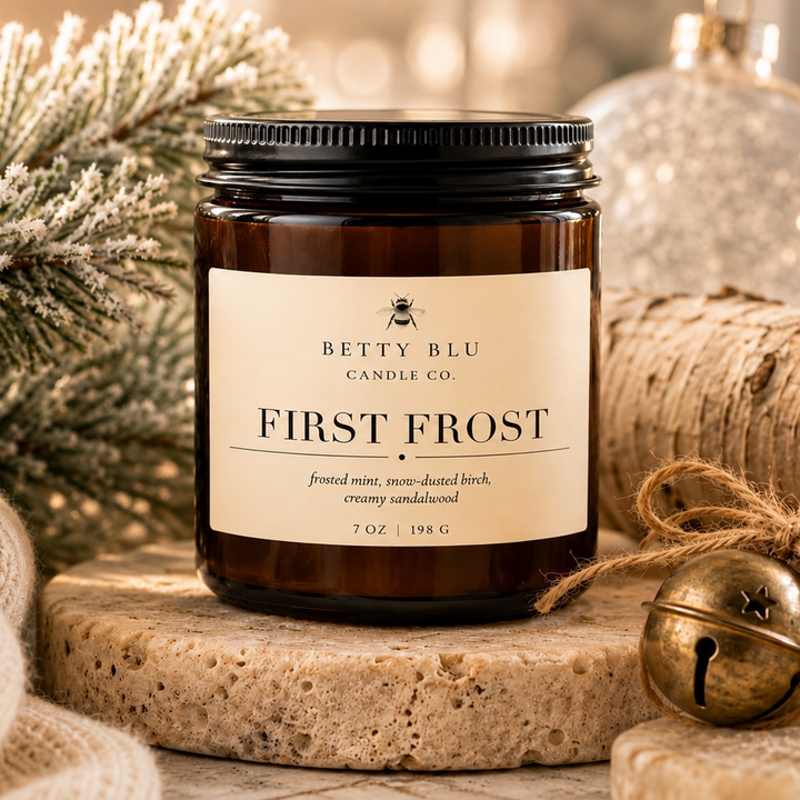 First Frost Candle by Betty Blu, hand-poured in small batches in Sarasota, Florida