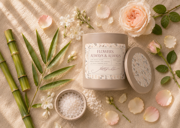 Flowers Always and Always Candle by Betty Blu, small-batch candle made in Florida