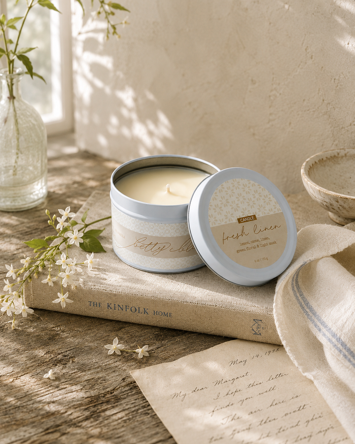 Fresh Linen Candle, a hand-poured candle from Betty Blu