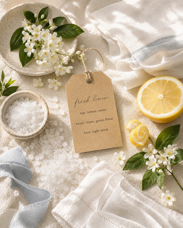Fresh Linen Candle by Betty Blu, small-batch candle made in Florida