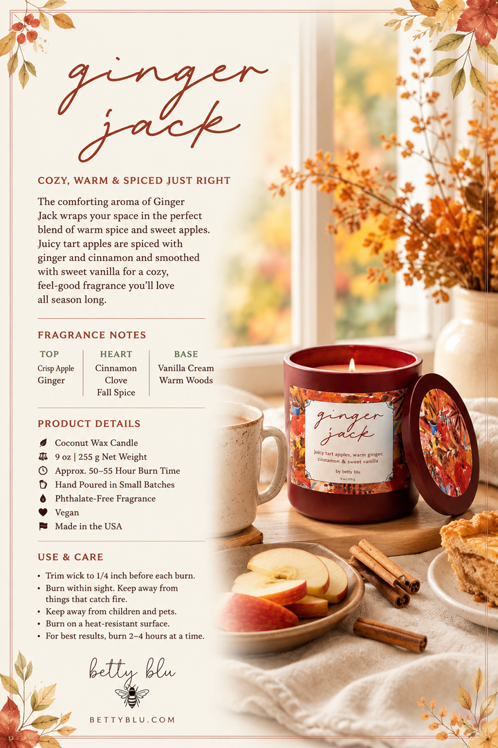 Ginger Jack Candle, a hand-poured candle from Betty Blu