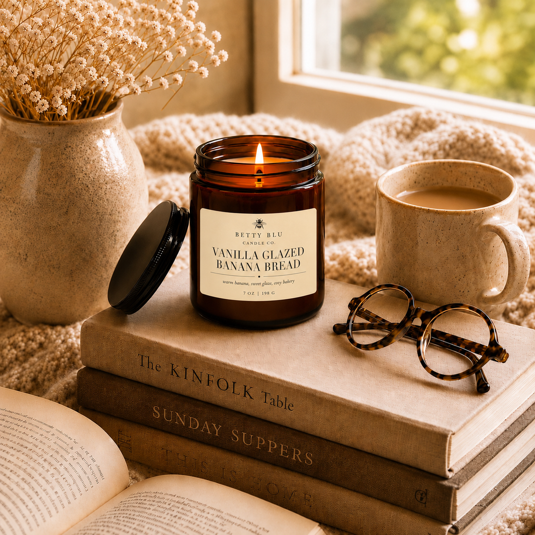 Vanilla Glazed Banana Bread Candle by Betty Blu, small-batch candle made in Florida