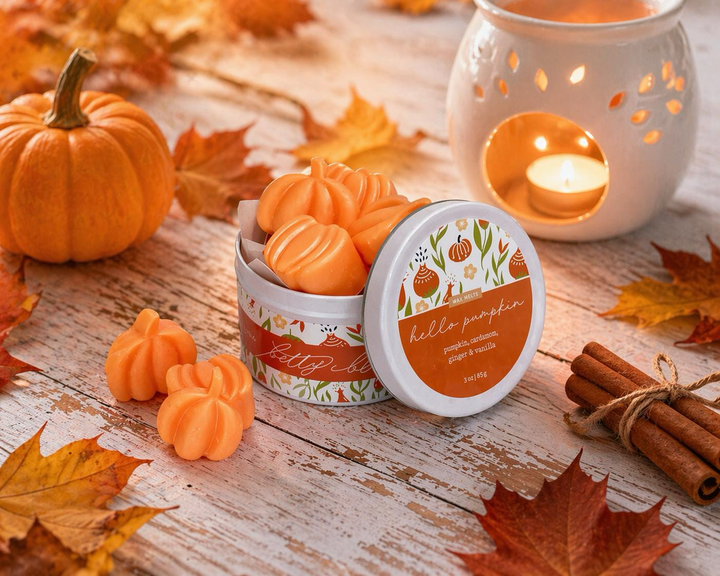 Hello Pumpkin Wax Melts by Betty Blu, small-batch wax melts made in Florida