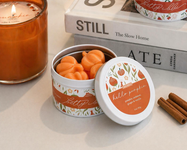 Hello Pumpkin Wax Melts from Betty Blu, hand-poured wax melts