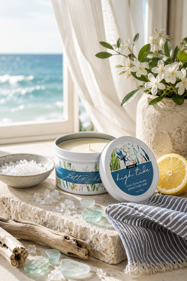 High Tide Candle by Betty Blu, hand-poured in small batches in Sarasota, Florida