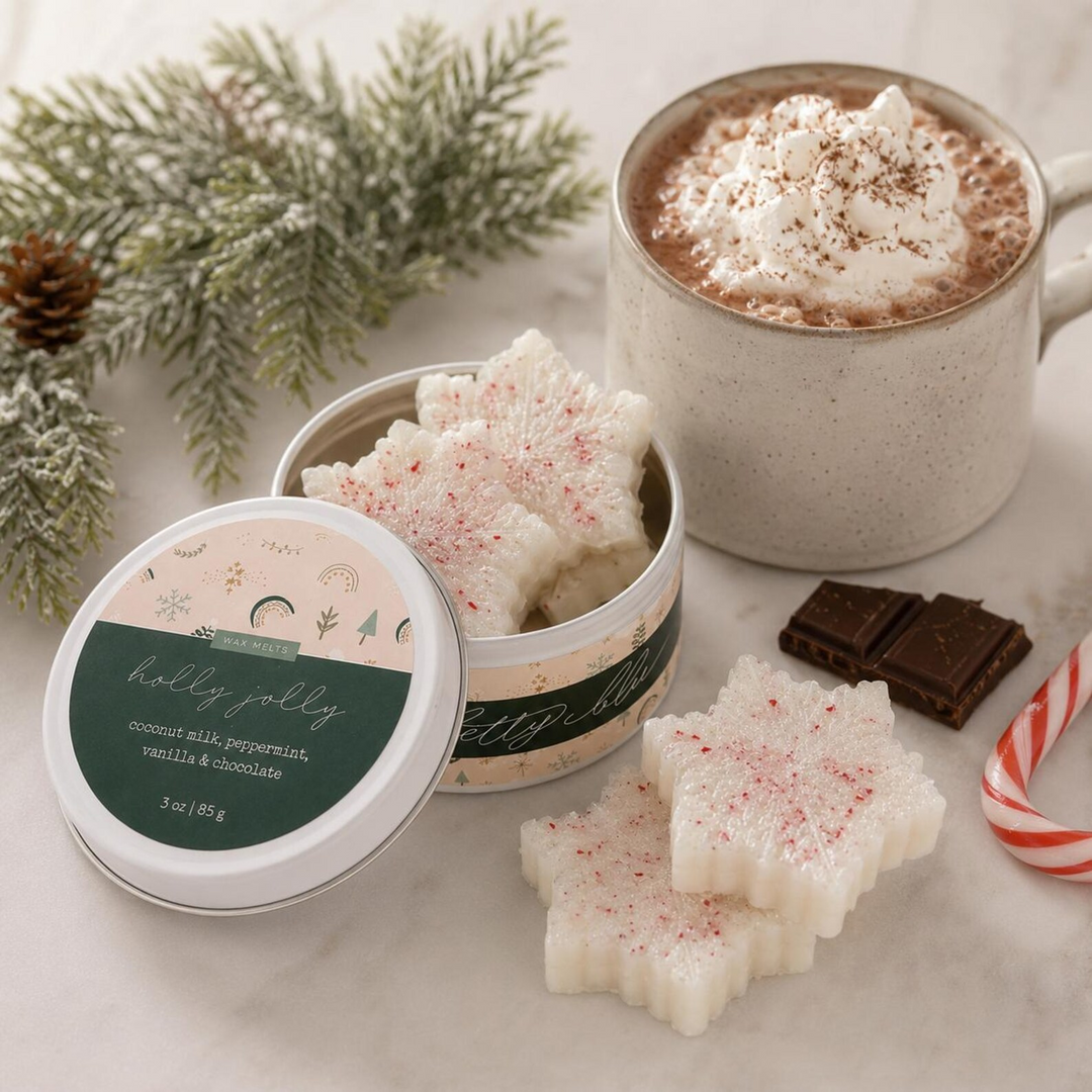 Holly Jolly Wax Melts by Betty Blu, small-batch wax melts made in Florida