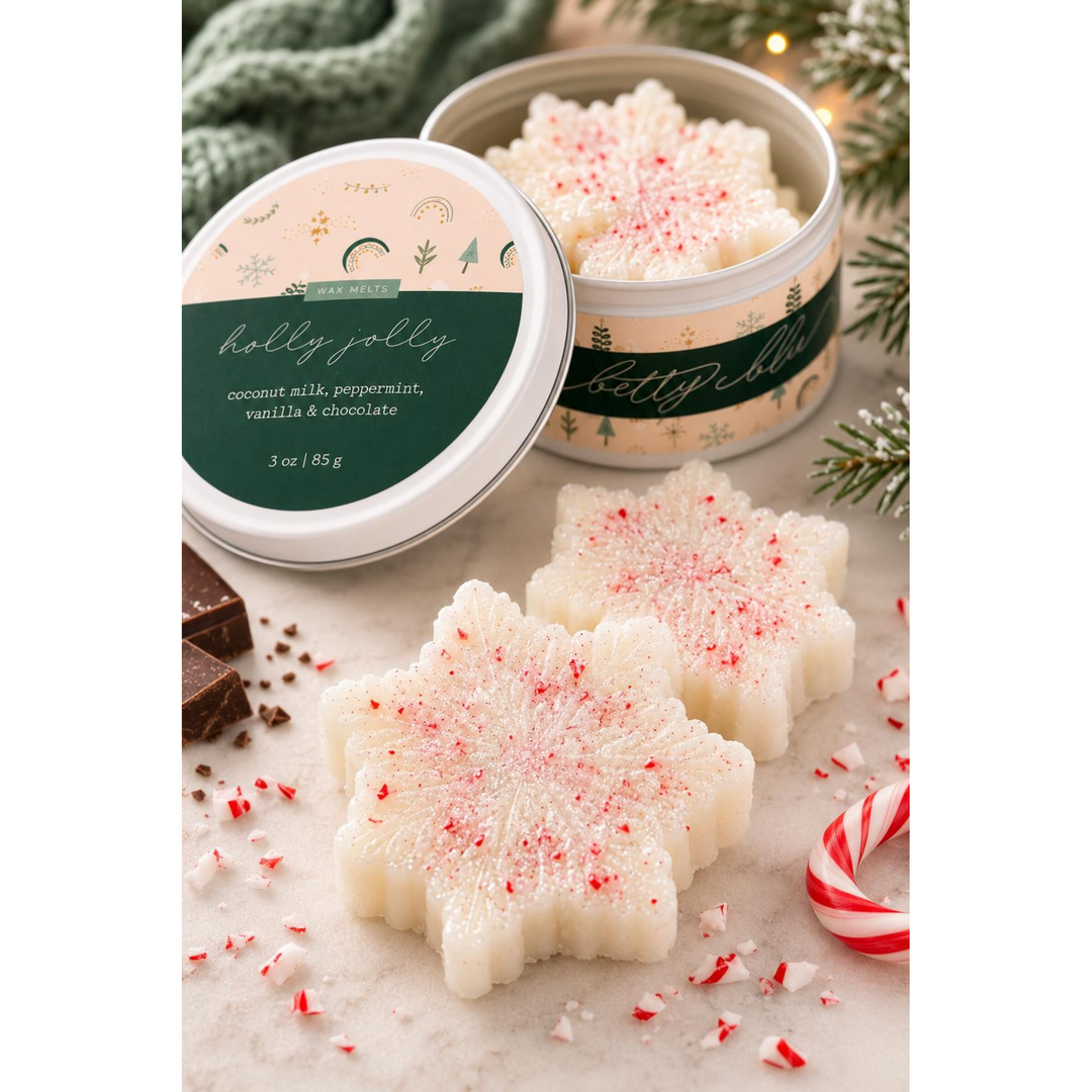 Holly Jolly Wax Melts from Betty Blu, phthalate-free and hand-poured in Sarasota, Florida
