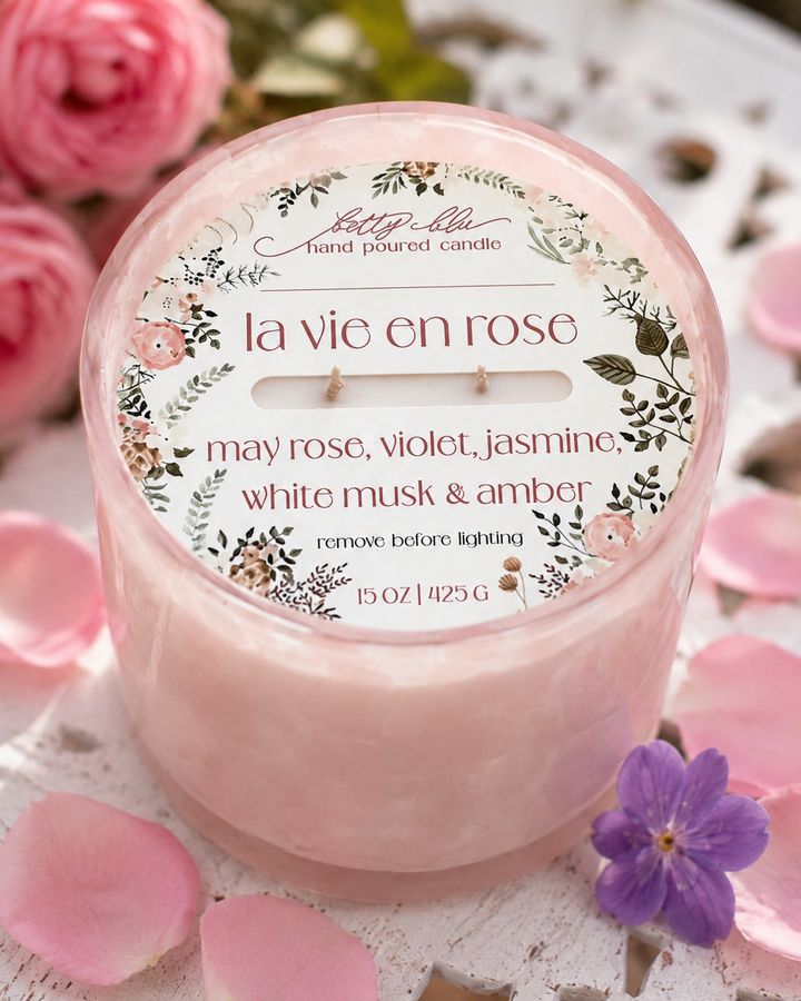 La Vie En Rose Candle from Betty Blu, hand-poured candle