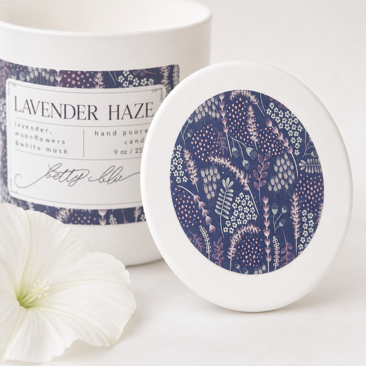 Lavender Haze Candle from Betty Blu, phthalate-free and hand-poured in Sarasota, Florida