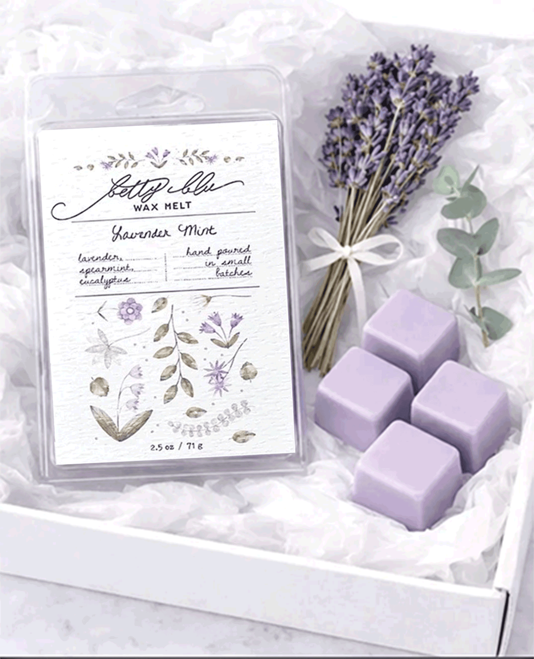 Lavender Mint Wax Melts, hand-poured wax melts from Betty Blu