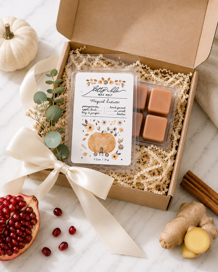 Magical Autumn Wax Melts from Betty Blu, phthalate-free and hand-poured in Sarasota, Florida