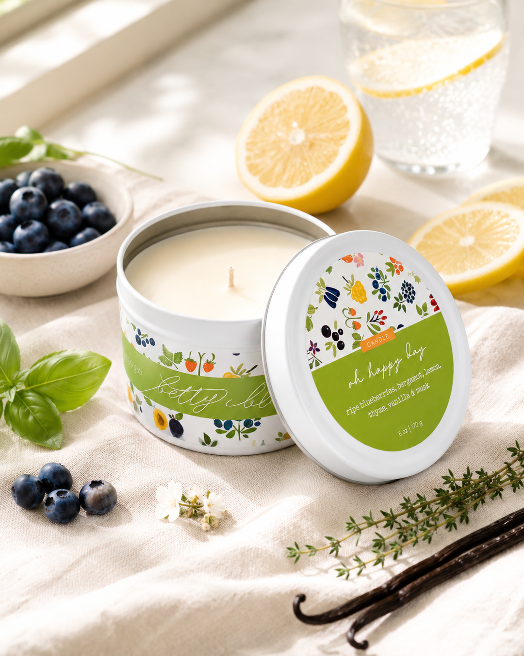 Oh Happy Day Candle by Betty Blu, hand-poured in small batches in Sarasota, Florida