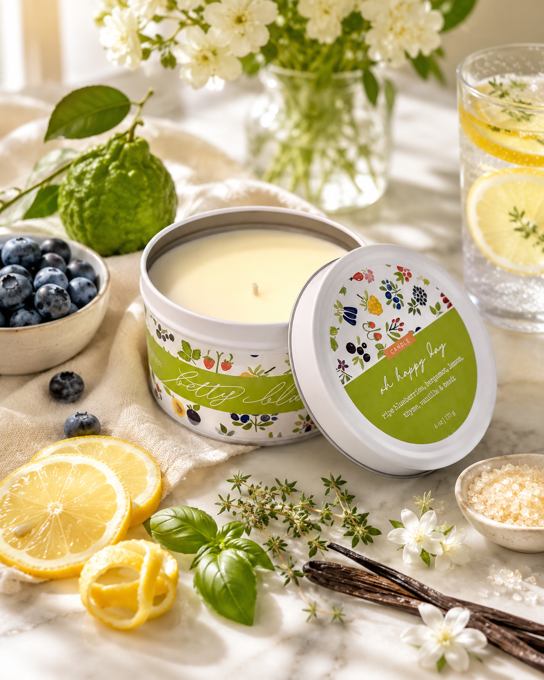 Oh Happy Day Candle from Betty Blu, phthalate-free and hand-poured in Sarasota, Florida