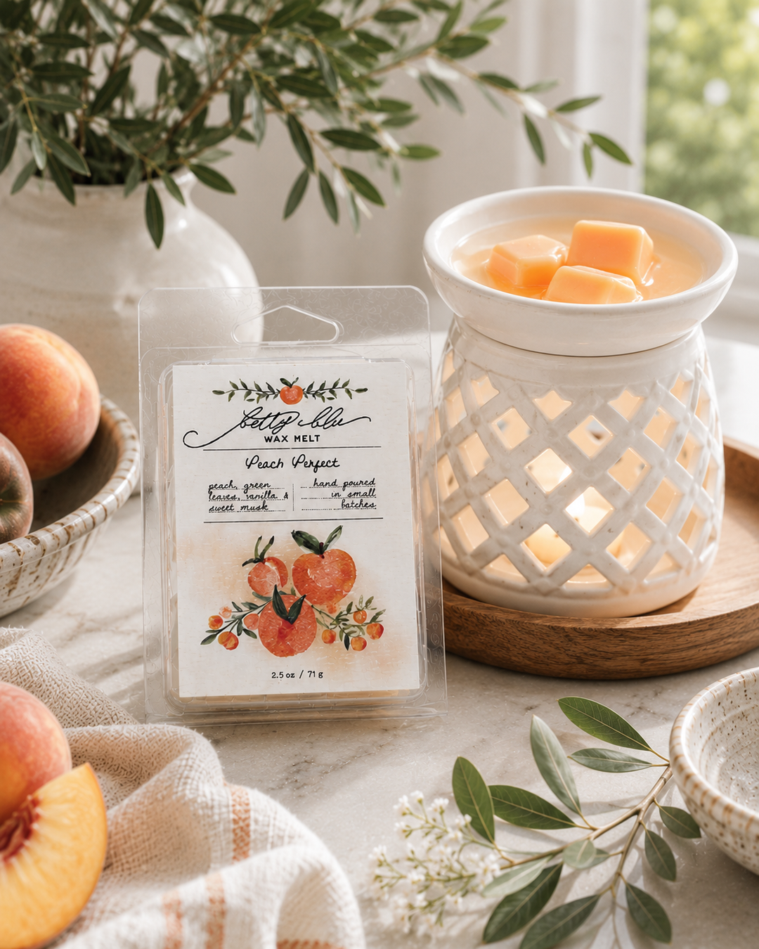 Peach Perfect Wax Melts from Betty Blu, hand-poured wax melts