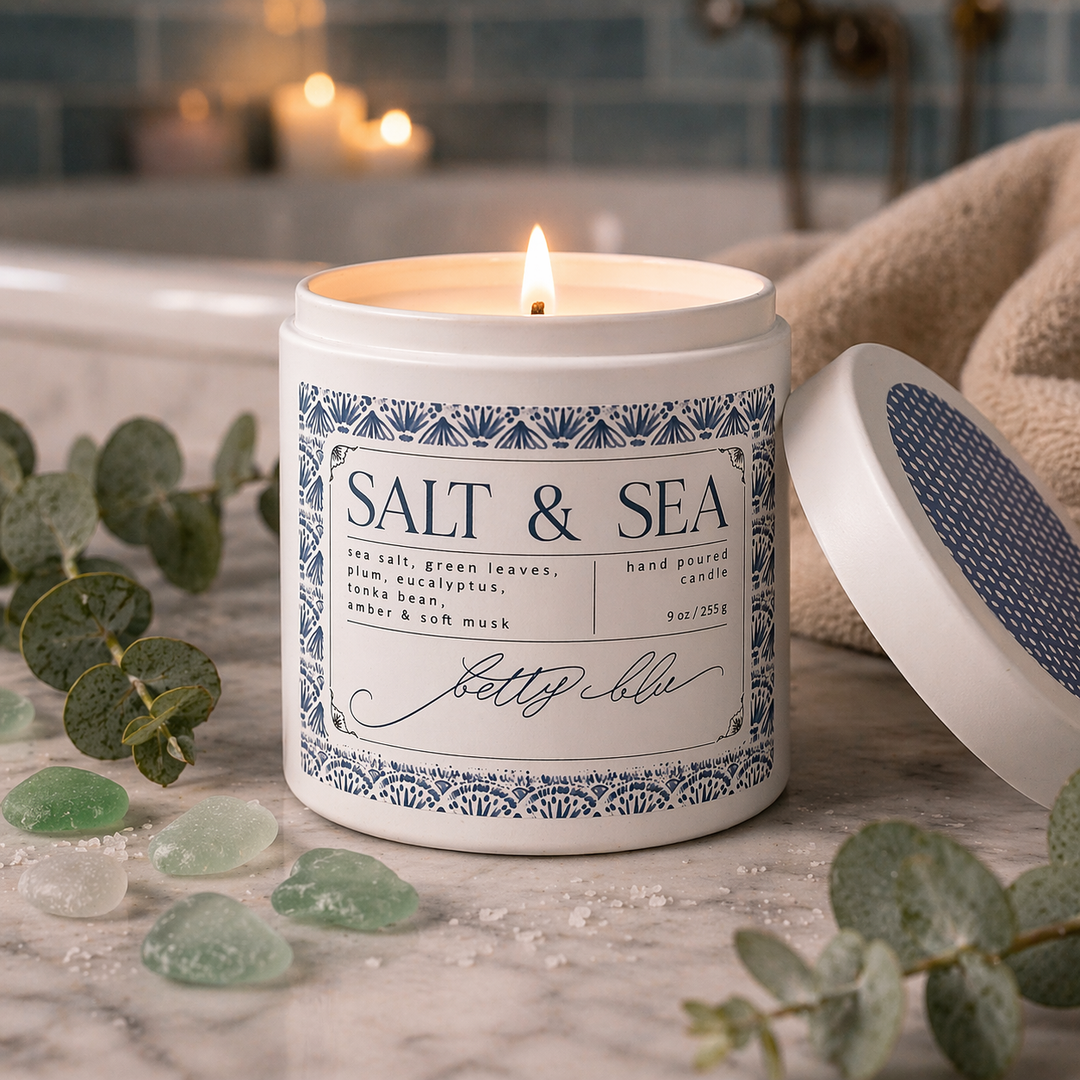 Salt & Sea Candle from Betty Blu, phthalate-free and hand-poured in Sarasota, Florida