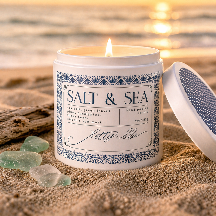 Salt & Sea Candle by Betty Blu, small-batch candle made in Florida