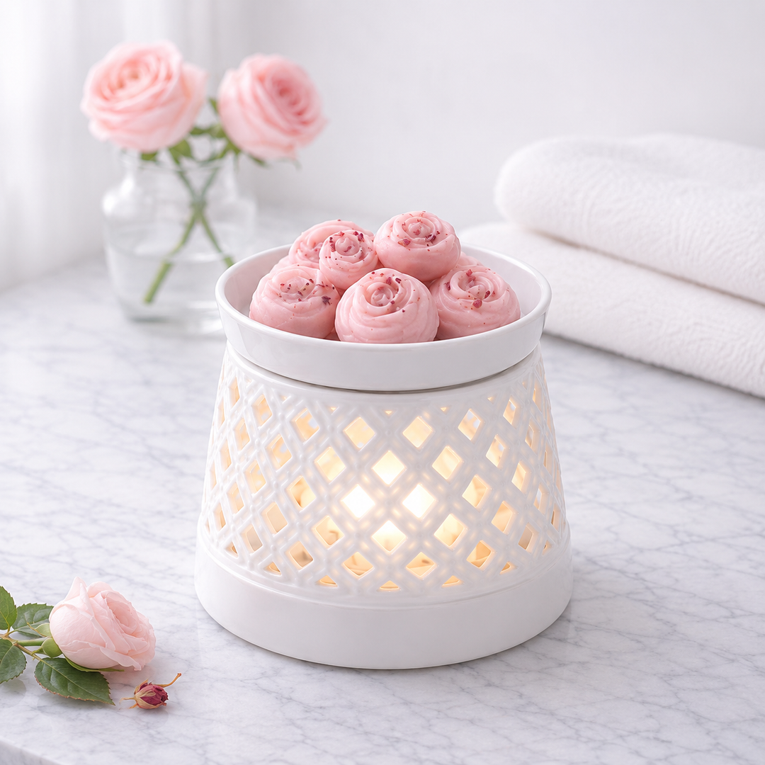 Sandalwood Rose Wax Melts, hand-poured wax melts from Betty Blu