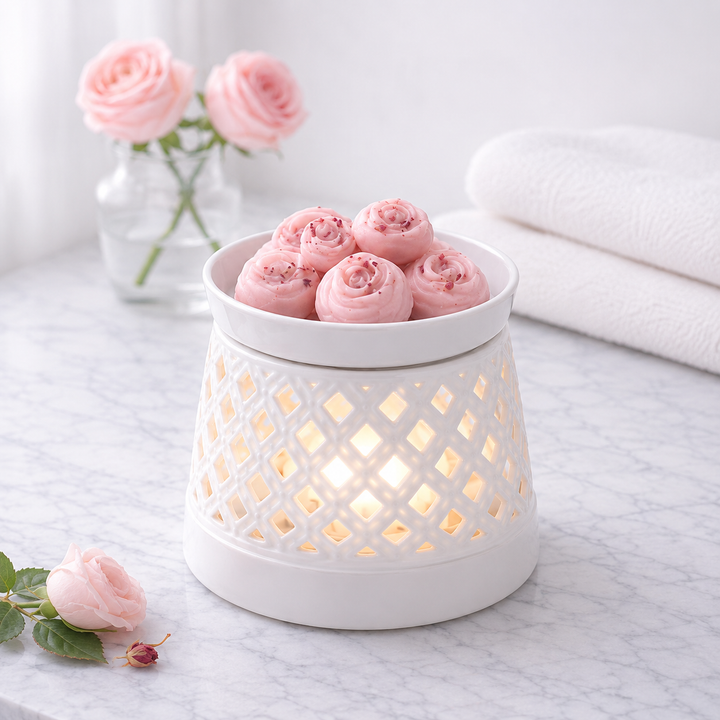 Sandalwood Rose Wax Melts, hand-poured wax melts from Betty Blu
