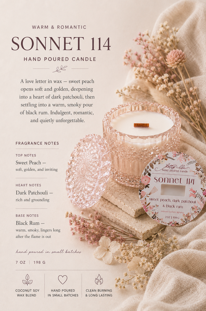 Sonnet 114 Candle from Betty Blu, phthalate-free and hand-poured in Sarasota, Florida