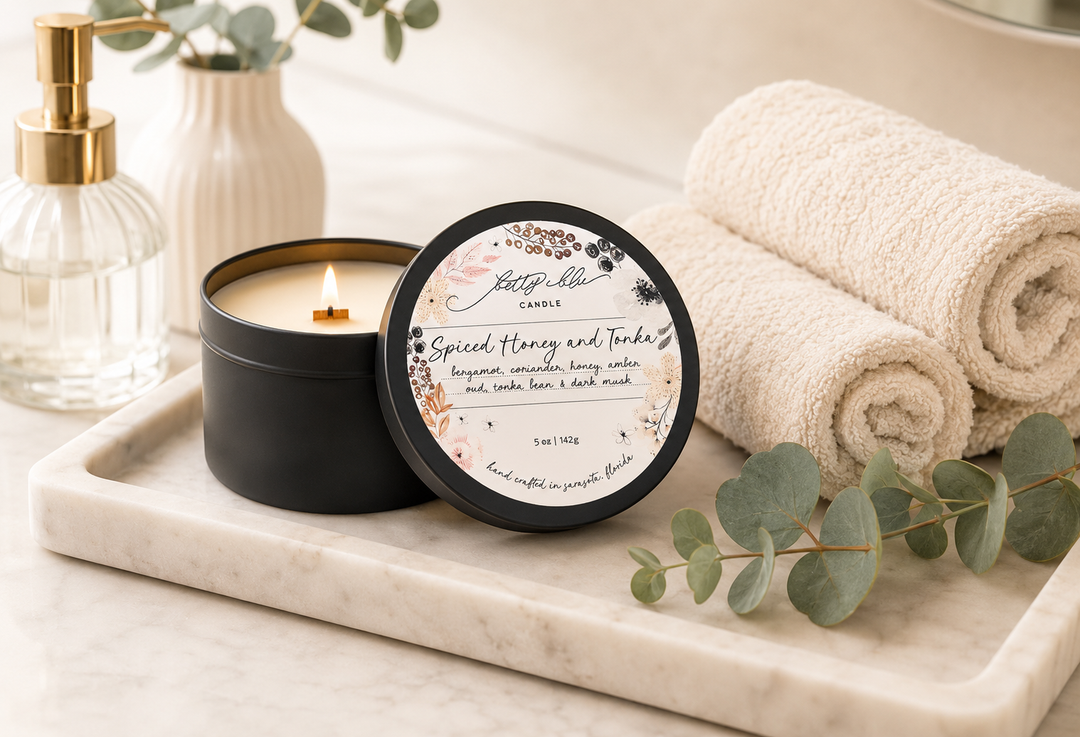 Spiced Honey and Tonka Candle by Betty Blu, small-batch candle made in Florida