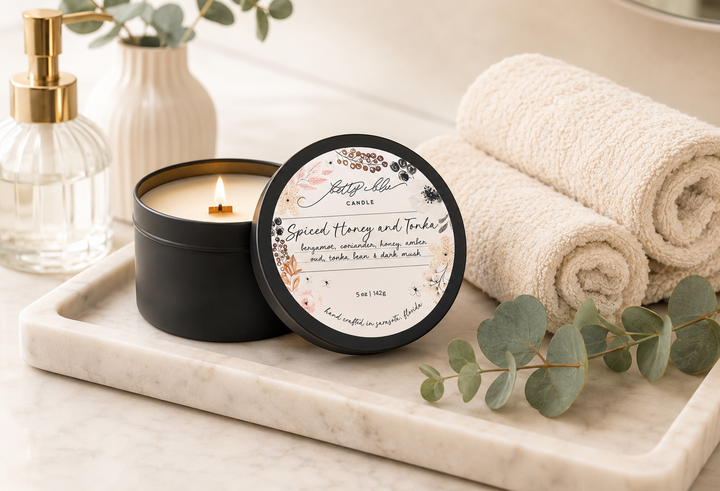 Spiced Honey and Tonka Candle by Betty Blu, small-batch candle made in Florida